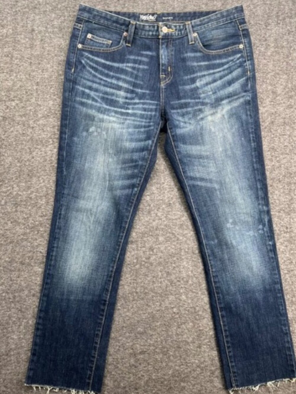 Mossimo Denim Womens 2R 26" Waist Boyfriend Jeans Dark Wash Raw Hem Stretchy